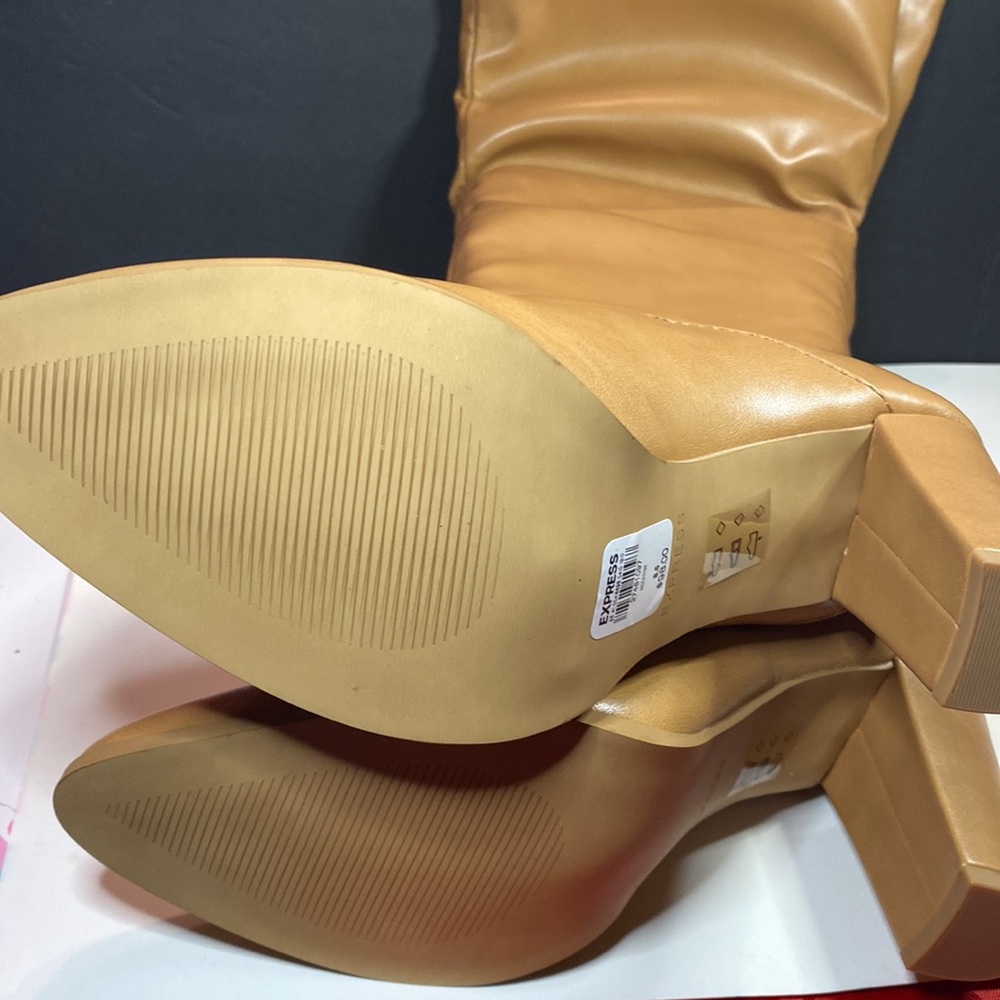 EXPRESS - CAMEL 8 1/2 NEW KNEE BOOTS NO LONGER HAVE BOX SHIPPED IN CLEAR BOX - Picture 8 of 11
